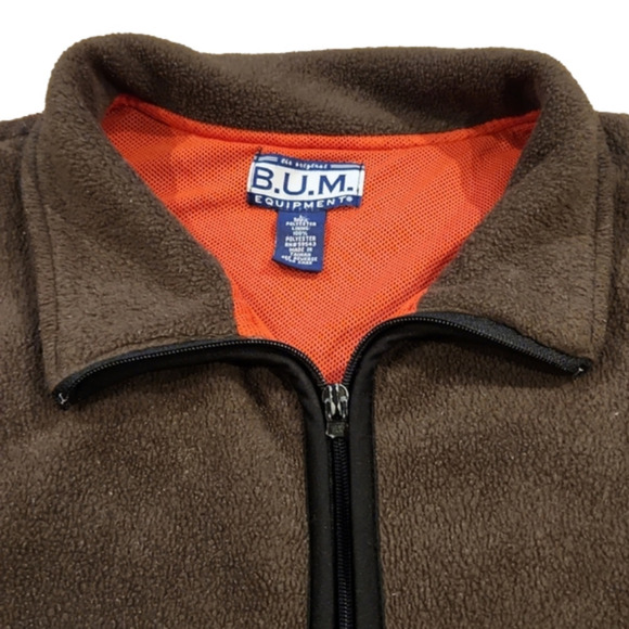 𝅺B.U.M. Equipment Brown Zip-Up Fleece Vest Jacket - Picture 4 of 6